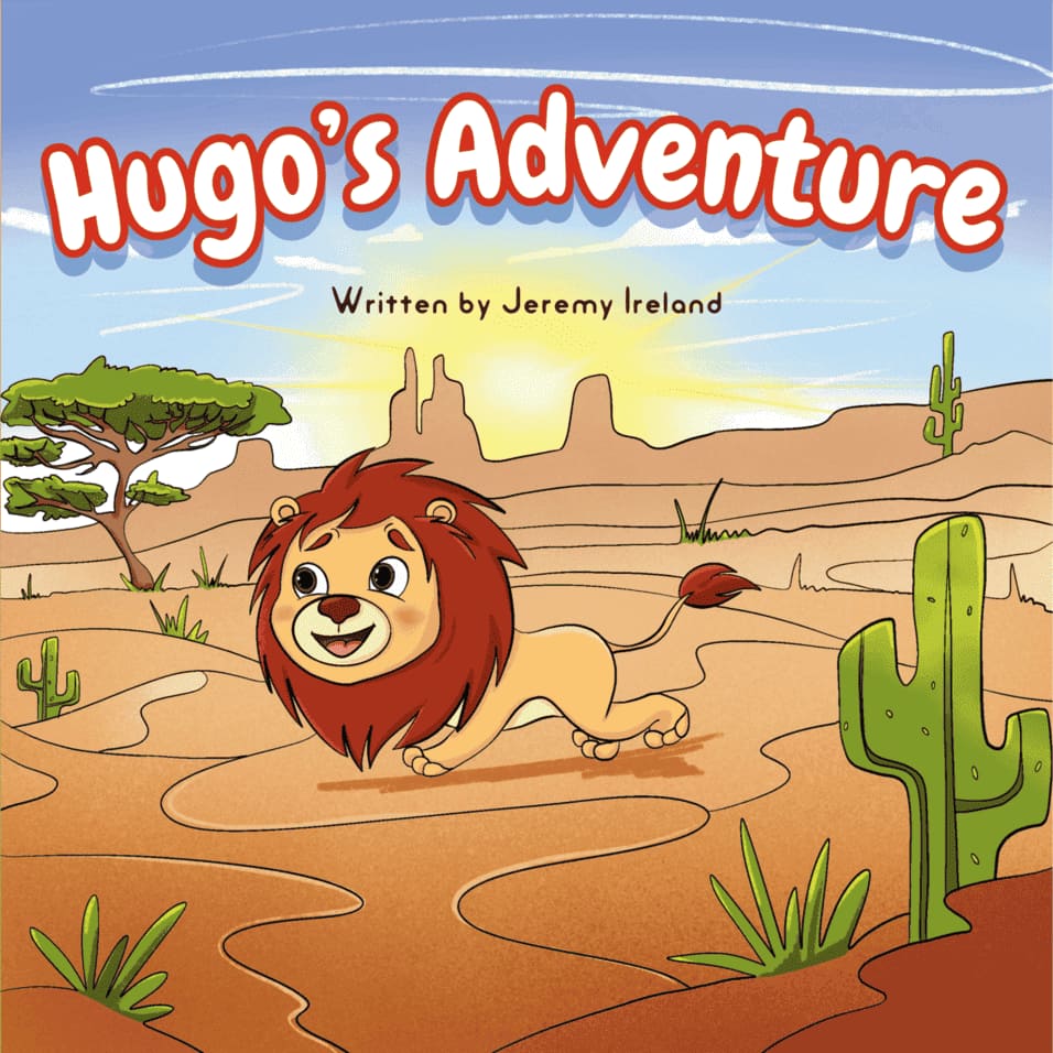 Children's book cover illustration — Hugo's adventure story illustration